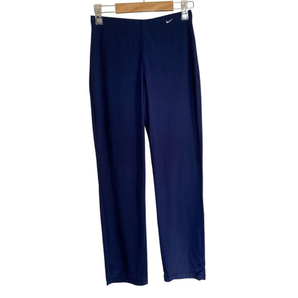 Nike Active Athletic Pants Dri Fit Youth L-12/14 Navy Leggings Embroidered Logo